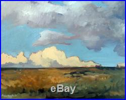 Cloud Horizon Landscape Impressionist Original Oil Painting Signed 16x20