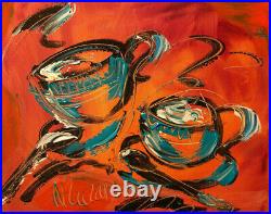 Coffee For Two Impressionist Large Original Oil Painting 4y6ut7