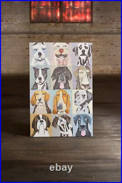 Contemporary Twelve Emotional Dogs Hand Painted Canvas Oil Painting Happy Sad