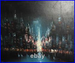 Contemporary impressionist oil painting skyscrapers cityscape