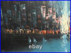 Contemporary impressionist oil painting skyscrapers cityscape