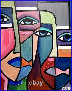 Corbellic Cubism 16x20 Fish Sea Mouth Chic Woman Large Canvas Collectible Art