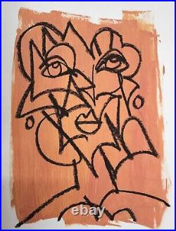 Corbellic Expressionism 12x9 Smoking Abstract Character Portrait Original Art
