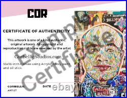 Corbellic Expressionist 14x14 Canvas Future Line Portrait Collectible Cubism Art