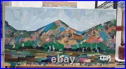 Corbellic Impressionism 10x20 Hillside Green Mountain Modernism Canvas Painting