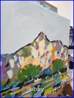 Corbellic Impressionist 14x14 Mountain Landscape New Contemporary Art Canvas
