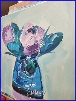 Corbellic Impressionist 14x14 Purple Lavender Original Canvas Modernism Art Nr