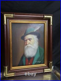 DAVID PELBAM Original VTG Oil Painting Framed Feather Green Cap Rare Authentic