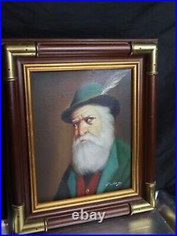 DAVID PELBAM Original VTG Oil Painting Framed Feather Green Cap Rare Authentic