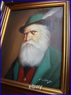 DAVID PELBAM Original VTG Oil Painting Framed Feather Green Cap Rare Authentic