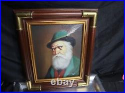 DAVID PELBAM Original VTG Oil Painting Framed Feather Green Cap Rare Authentic