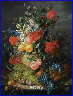 Dream-art Oil painting A Flower Still Life with Grapes Amalie Kaercher Grape
