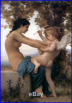 Dream-art Oil painting Bouguereau Young Girl Defending herself against Cupid 36