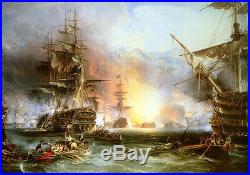 Dream-art Oil painting Seascape Warships After fierce fighting sail boats canvas