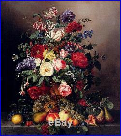 Dream-art oil painting A Still Life With Assorted flowers & fruits on canvas 36