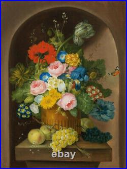 Dream-art oil painting A floral still life with grapes and apples Franz Xavier P