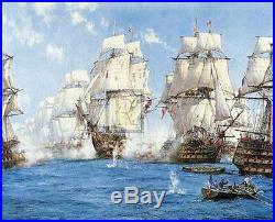 Dream-art seascape huge Oil painting Turner The Battle of Trafalgar sail boats