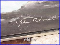 E JOHN ROBINSON Original Oil Painting Canvas Signed Seascape Ocean 24x36
