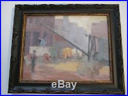 Edna Marrett Wilcocks ANTIQUE PAINTING EARLY IMPRESSIONISM INDUSTRIAL URBAN CITY