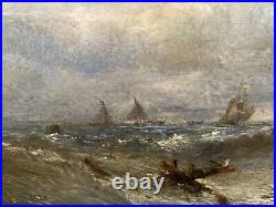 Edwin Hayes (1820-1904) On the coast Dunstanborough Northumberland Oil Panel