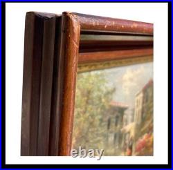 Emery Walton Style Antique Oil Painting Colorful Village Scene Frame Vintage