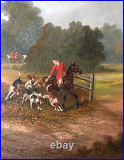 English Hunting/Hunt Party With Hounds Oil Painting-James Clark