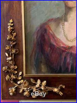 English School 1920's Portrait of English Society Lady Framed Oil Painting Canva