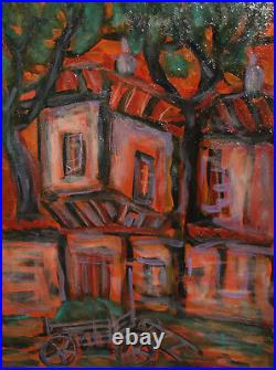 Expressionist landscape house oil painting
