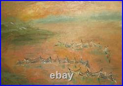 Expressionist landscape seascape seaside oil painting signed