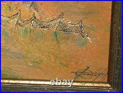 Expressionist landscape seascape seaside oil painting signed