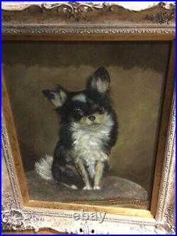 FINE 19th CENTURY. PORTRAIT OF A CHIHUAHUA. OIL ON CANVAS