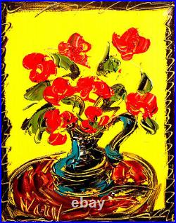 FLOWERS ART Original Oil Painting on canvas IMPRESSIONIST BY MARK KAZAV JHU9