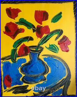 FLOWERS Abstract Pop Art Painting Original Oil On Canvas Gallery Artist