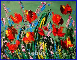 FLOWERS Abstract Pop Art Painting Original Oil On Canvas Gallery Artist CVERQ