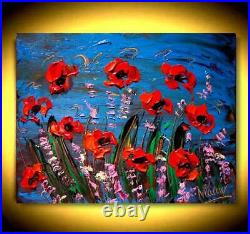 FLOWERS CONTEMPORARY MODERN ART Original Oil PAINTING Canvas F34F