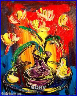FLOWERS IMPRESSIONIST LARGE ORIGINAL OIL PAINTING POP ART canvas art 3Tb