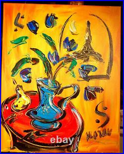 FLOWERS IN PARIS Original Oil Painting canvas IMPRESSIONIST KAZAV G7PWE