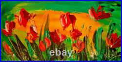 FLOWERS MUSIC SIGNED Original Oil Painting on canvas IMPRESSIONIST IJYRJTJ