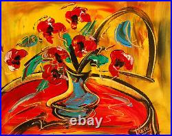 FLOWERS ON TABLE Pop Art Painting Original Oil On Canvas Gallery Artist G34G