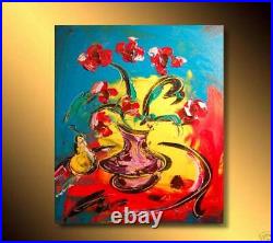 FLOWERS Original Oil Painting on canvas IMPRESSIONIST ART BY MARK KAZAV