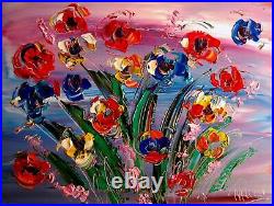 FLOWERS Painting Original Oil STRETCHED Canvas Gallery Artist WALL DECOR