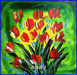 FLOWERS Pop Art Painting Original Oil On Canvas Gallery Artist 3554Y