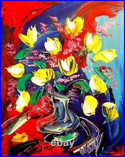 FLOWERS Pop Art Painting Original Oil On Canvas Gallery Artist 6556JH