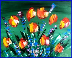 FLOWERS TULIPS Mark Kazav Abstract Modern CANVAS Original Oil Painting 4WERH