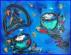 FRENCH COFFEE by Mark Kazav pop artist Abstract Modern CANVAS Original PAINTING