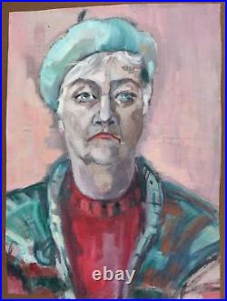 Fauvist oil painting woman portrait signed