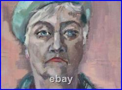 Fauvist oil painting woman portrait signed