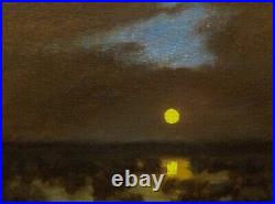 Featured Gold Moon Impressionism Art Oil Painting Landscape Tonalist Realism