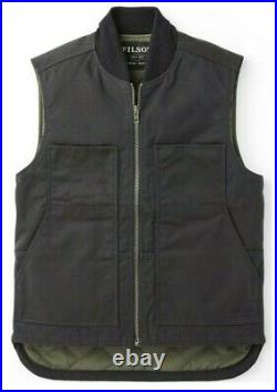 Filson 13 oz Wax Oil Work Vest 20151378 Dark Navy Waxed Tin Cotton Primaloft oun