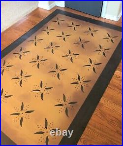 Floorcloth 30X6' Hand Painted Canvas Primitive Runner Floor Cloth Rug Oil Mat